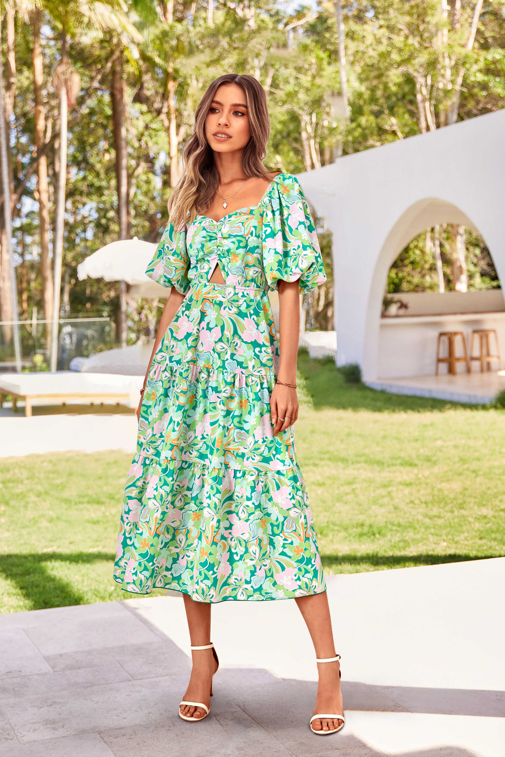 BTFBM Summer Dresses for Women 2026 Spring Outfits Beach Vacation Short Sleeve Smocked Boho Casual Floral Maxi Dress