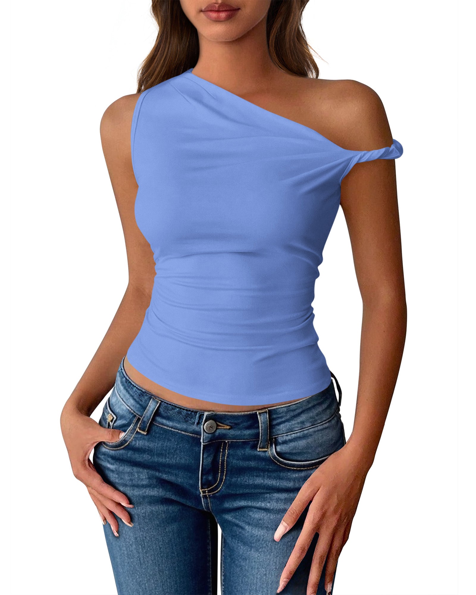 BTFBM Off The Shoulder Tops for Women 2026 Cute Summer Casual Sleeveless Slim Fit y2k Spring Outfits Going Out Tank Top