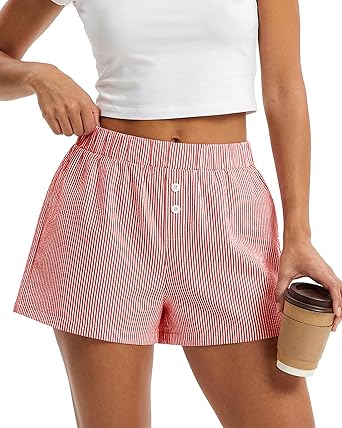 BTFBM Striped Boxer Shorts for Women 2025 Summer Y2k Vacation Beach Bottoms Lounge Sleep Pj Pajama Shorts Spring Clothes