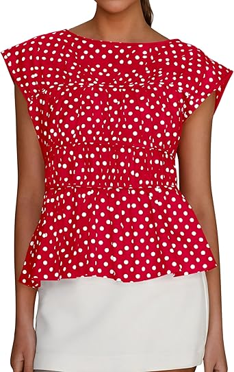 BTFBM Casual Short Sleeve Shirts Summer 2026 Going Out Tops for Women Trendy Polka Dots Work Blouses Tunics