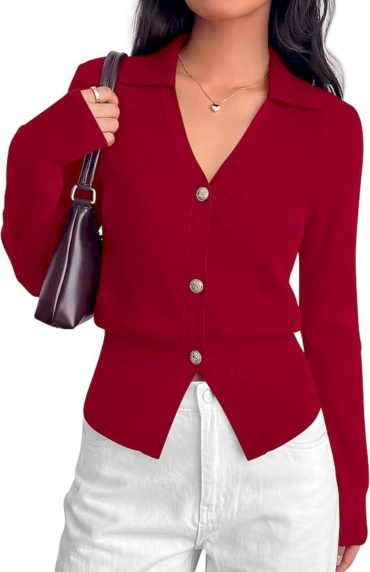 BTFBM Women Long Sleeve Lightweight Cardigans Knitted Button Down Shirts