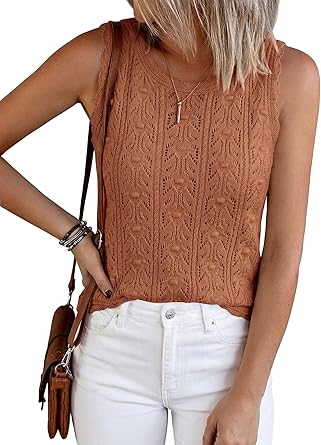 BTFBM Summer Crochet Tops for Women Sleeveless Knit Sweater Vest Tank Top Spring 2025 Cover Ups Beach Vacation Clothes