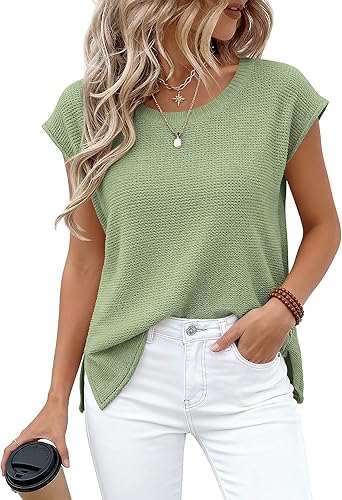 BTFBM Sweater Vest Women 2026 Spring Summer Cap Sleeve Crew Neck Casual Loose Business Tops Western Vacation Outfits