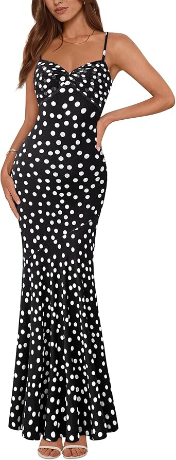 BTFBM Summer Dresses for Women 2026 Spaghetti Straps Sundress Twist Knot Mesh Mermaid Wedding Guest Dress Beach Vacation