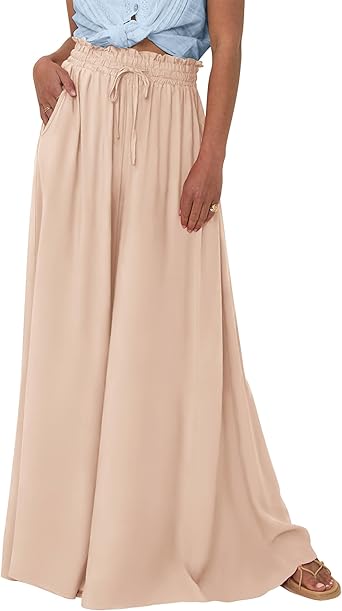 BTFBM Women Casual High Waist Wide Leg Pants 2026 Spring Summer Long Palazzo Pants Pocket Lounge Beach Vacation Clothes