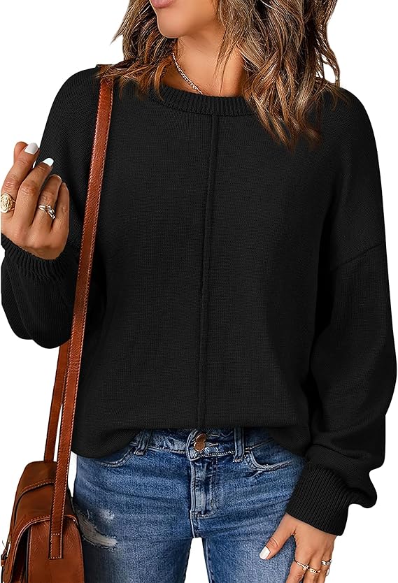 BTFBM Pullover Sweaters for Women Fall Crewneck Slouchy Long Sleeve Sweater Loose Casual Knit Tops Winter Clothes 2026