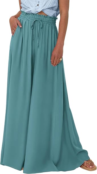 BTFBM Women Casual High Waist Wide Leg Pants 2026 Spring Summer Long Palazzo Pants Pocket Lounge Beach Vacation Clothes