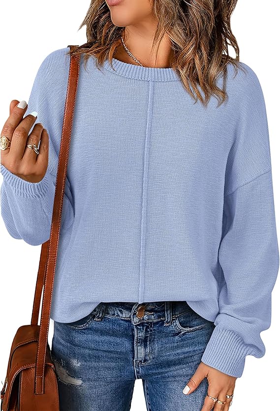 BTFBM Pullover Sweaters for Women Fall Crewneck Slouchy Long Sleeve Sweater Loose Casual Knit Tops Winter Clothes 2026