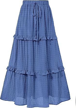 BTFBM Women's Long Summer Skirt 2026 Elegant High Waist Cocktail Party Wedding Guest Dress Flared A-Line Midi Skirts