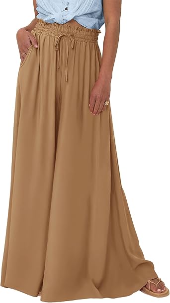 BTFBM Women Casual High Waist Wide Leg Pants 2026 Spring Summer Long Palazzo Pants Pocket Lounge Beach Vacation Clothes