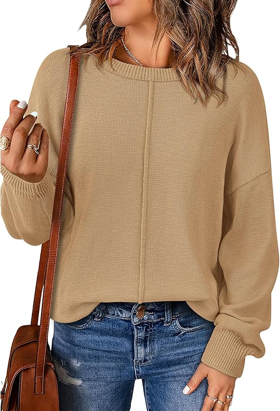 BTFBM Pullover Sweaters for Women Fall Crewneck Slouchy Long Sleeve Sweater Loose Casual Knit Tops Winter Clothes 2026