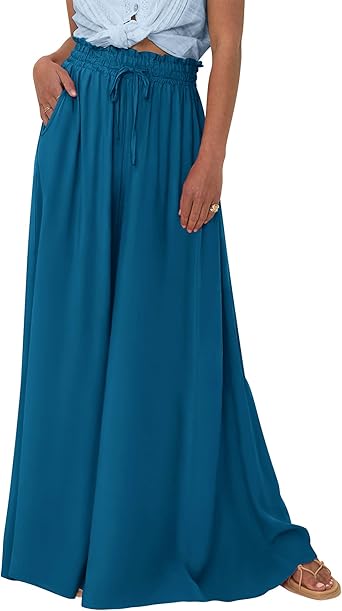 BTFBM Women Casual High Waist Wide Leg Pants 2026 Spring Summer Long Palazzo Pants Pocket Lounge Beach Vacation Clothes