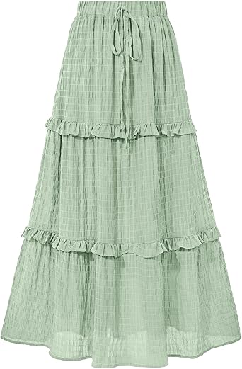 BTFBM Women's Long Summer Skirt 2026 Elegant High Waist Cocktail Party Wedding Guest Dress Flared A-Line Midi Skirts