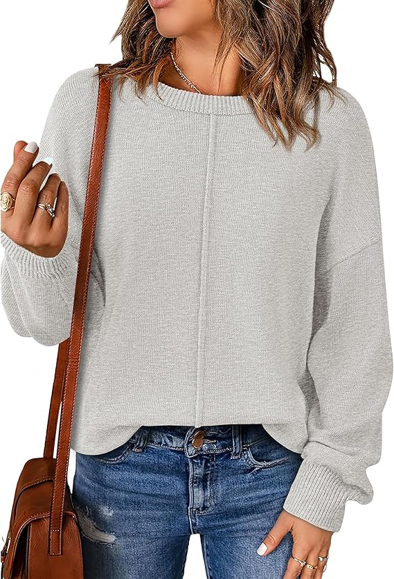 BTFBM Pullover Sweaters for Women Fall Crewneck Slouchy Long Sleeve Sweater Loose Casual Knit Tops Winter Clothes 2026