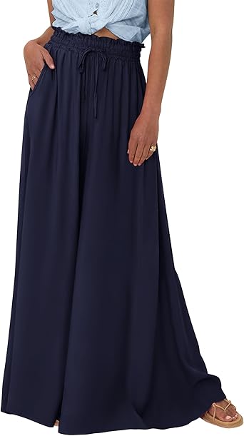 BTFBM Women Casual High Waist Wide Leg Pants 2026 Spring Summer Long Palazzo Pants Pocket Lounge Beach Vacation Clothes