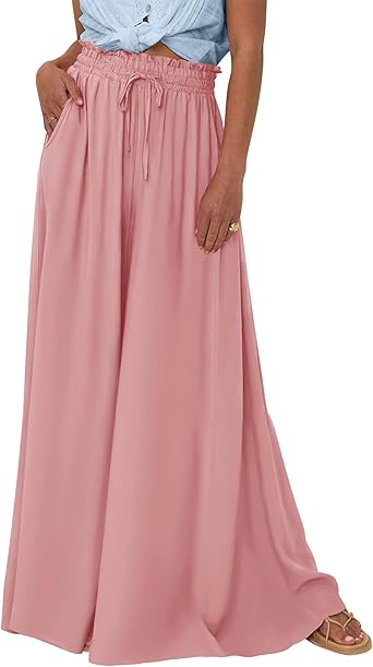 BTFBM Women Casual High Waist Wide Leg Pants 2026 Spring Summer Long Palazzo Pants Pocket Lounge Beach Vacation Clothes