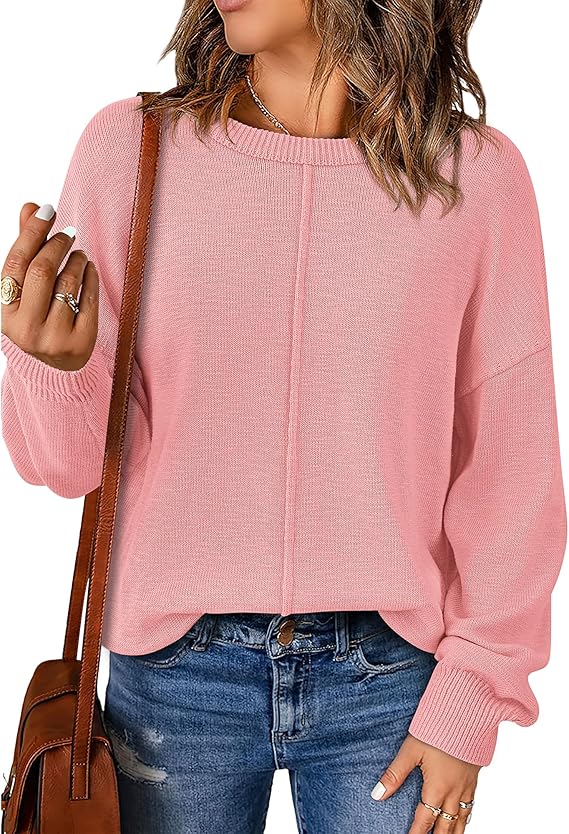BTFBM Pullover Sweaters for Women Fall Crewneck Slouchy Long Sleeve Sweater Loose Casual Knit Tops Winter Clothes 2026
