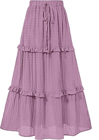 BTFBM Women's Long Summer Skirt 2026 Elegant High Waist Cocktail Party Wedding Guest Dress Flared A-Line Midi Skirts