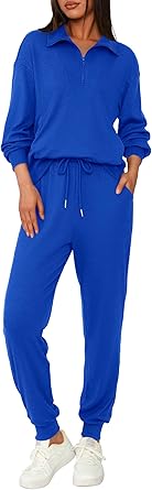 BTFBM Women's 2 Piece Tracksuit Fall Outfits 2025 Long Sleeve Half Zip Sweatshirt Sweatpants Lounge Set Sweatsuits