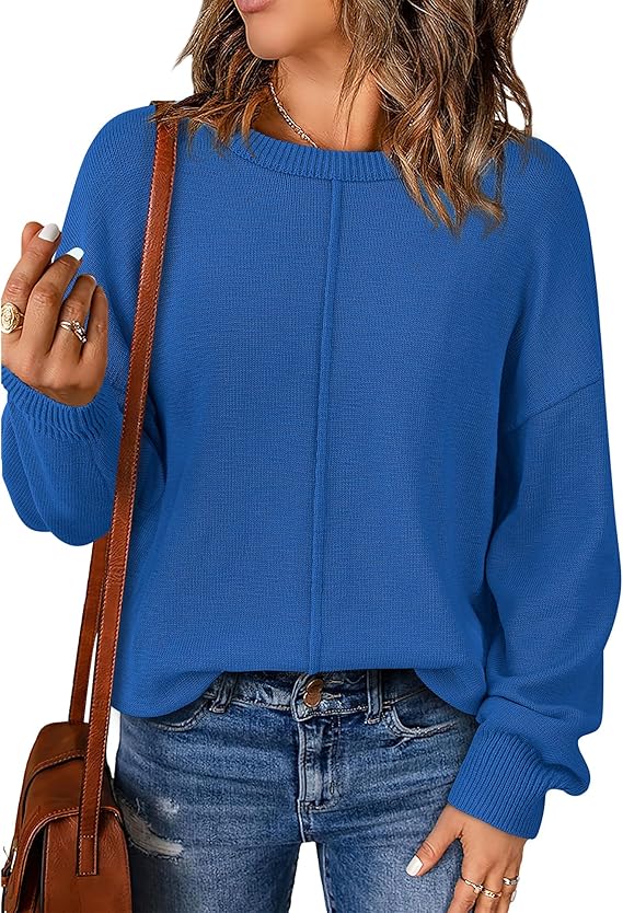 BTFBM Pullover Sweaters for Women Fall Crewneck Slouchy Long Sleeve Sweater Loose Casual Knit Tops Winter Clothes 2026