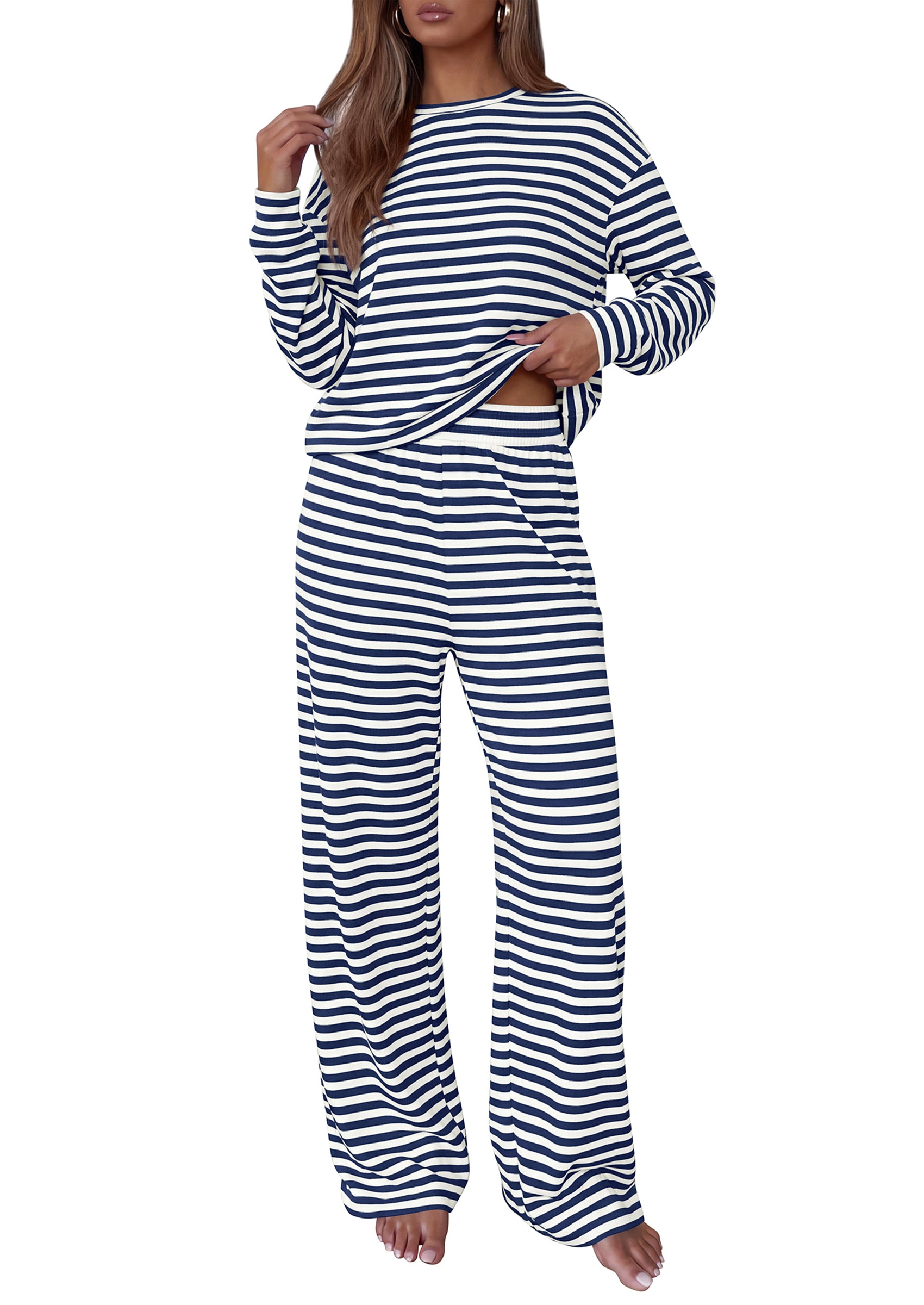 BTFBM Striped Lounge Set Sweatsuits Women 2 Piece Outfit