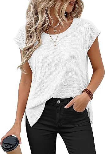 BTFBM Sweater Vest Women 2026 Spring Summer Cap Sleeve Crew Neck Casual Loose Business Tops Western Vacation Outfits