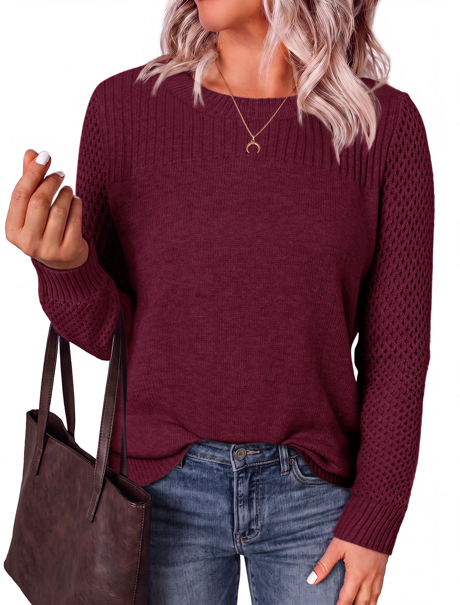 BTFBM Casual Sweaters for Women Long Sleeve Knit Sweater Tops Lightweight Pullover Clothes Fall Fashion Outfits 2026