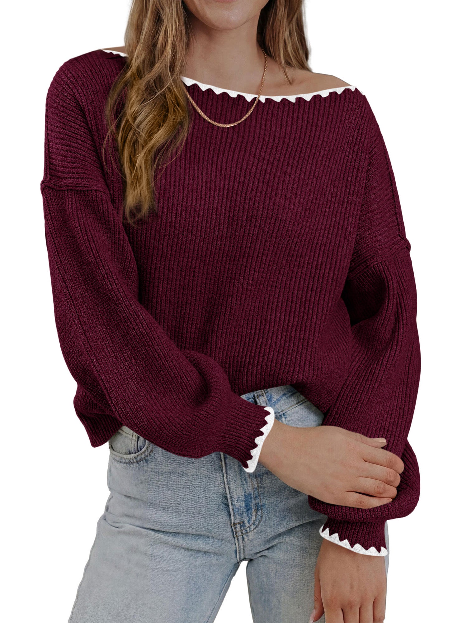 BTFBM Fall Sweaters for Women 2026 Casual Long Sleeve Oversized Sweater Loose Fit Ribbed Knit Pullover Tops